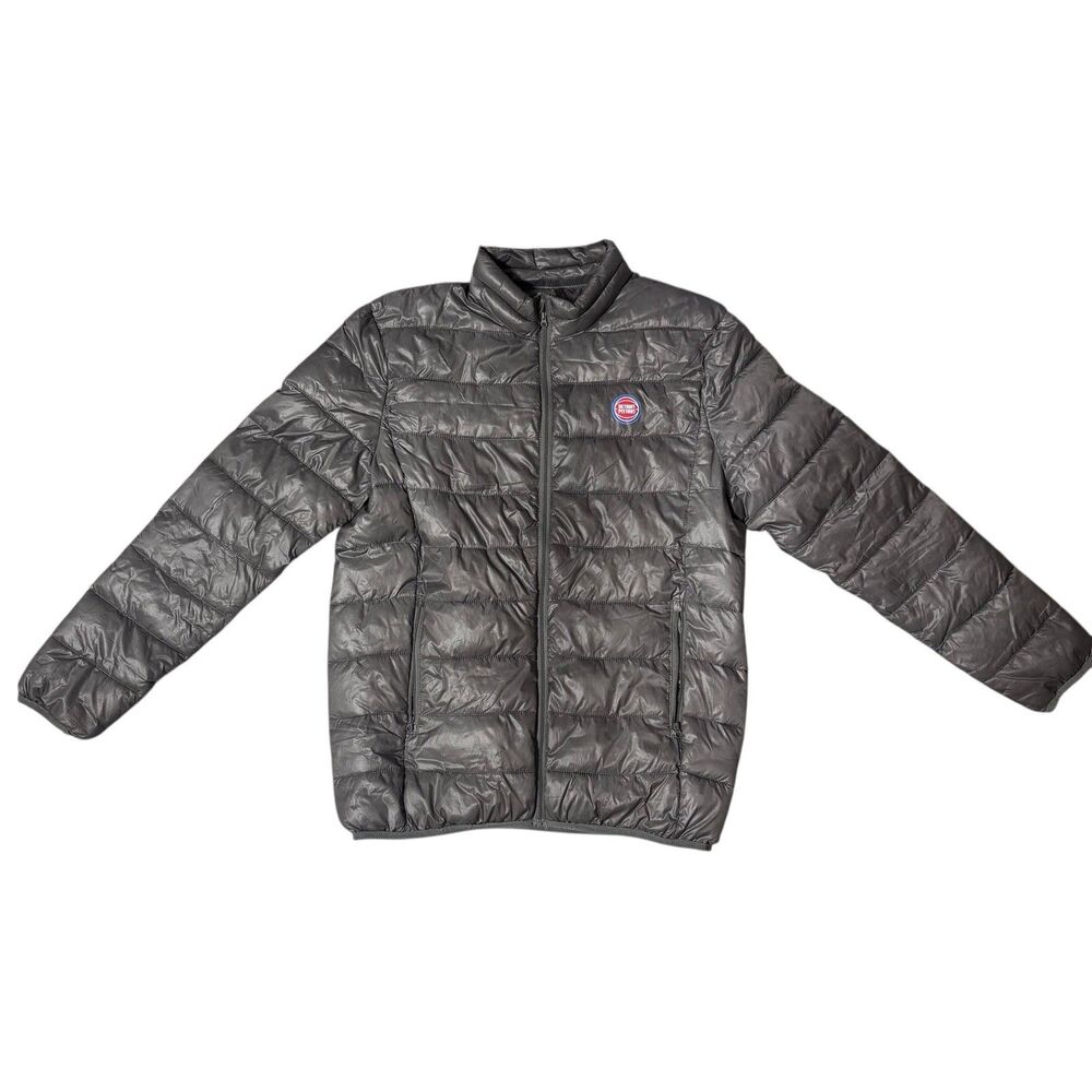 Sports Mens Detroit‎ Pistons NBA Fanatics Puffer Jacket Grey Black Large